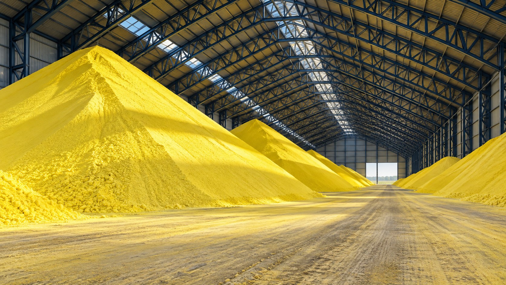 AI-generated bulk sulphur warehouse